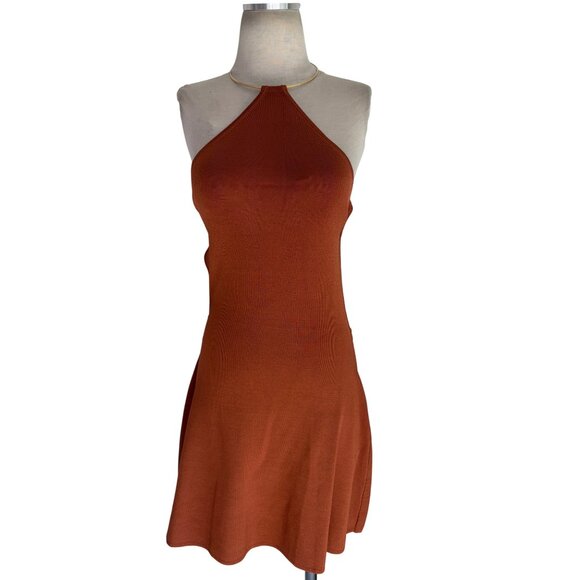Cult Gaia Leslie Knit Dress in Spice Large New Womens Mini Metallic Cocktail - Picture 7 of 15